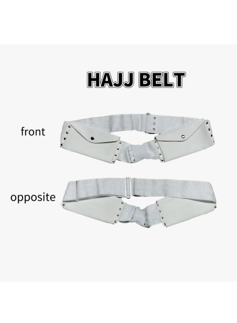 مجموعة قبلة للرجال المسلمين 4 قطع - منشفة الحج 2 قطع مع مسبحة وحقيبة خصر (400 جرام/قطعة) - Image 3